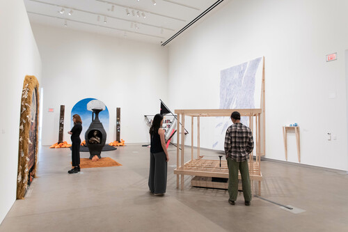Installation view, the air that inhabits: 2023 MFA in Visual Art Thesis Exhibition, Mildred Lane Kemper Art Museum, Washington University in St. Louis. Photo by Kalaija Mallery. 